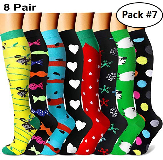ROYALUCK Best Compression Socks (7/8 Pairs) for Women & Men(15-20mmHg)
