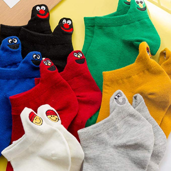 Kawaii Socks Woman Embroidered Expression Socks
