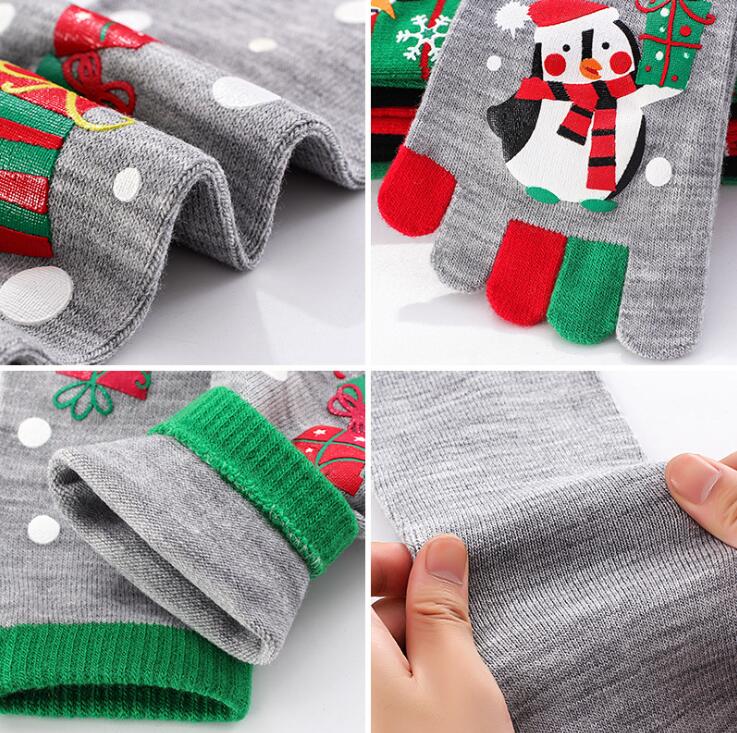 Five Toes Christmas Socks Winter Warm Stretchy Crew Socks（1/4/6 Pairs）