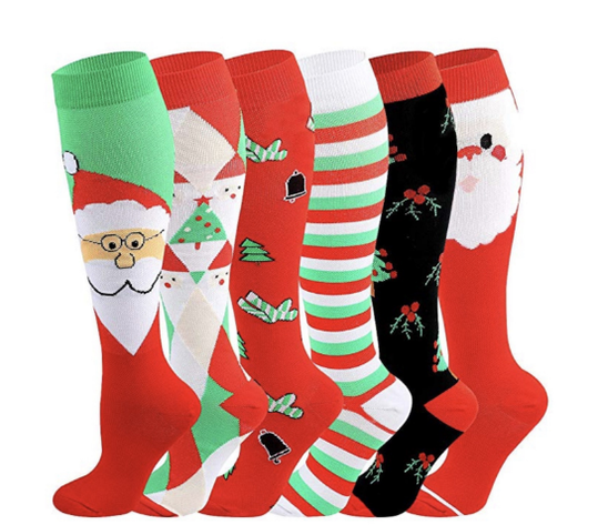 6 Pairs The Latest Christmas Compression Socks Support 20-30mmHg-For Men and Women-Workout And Recovery