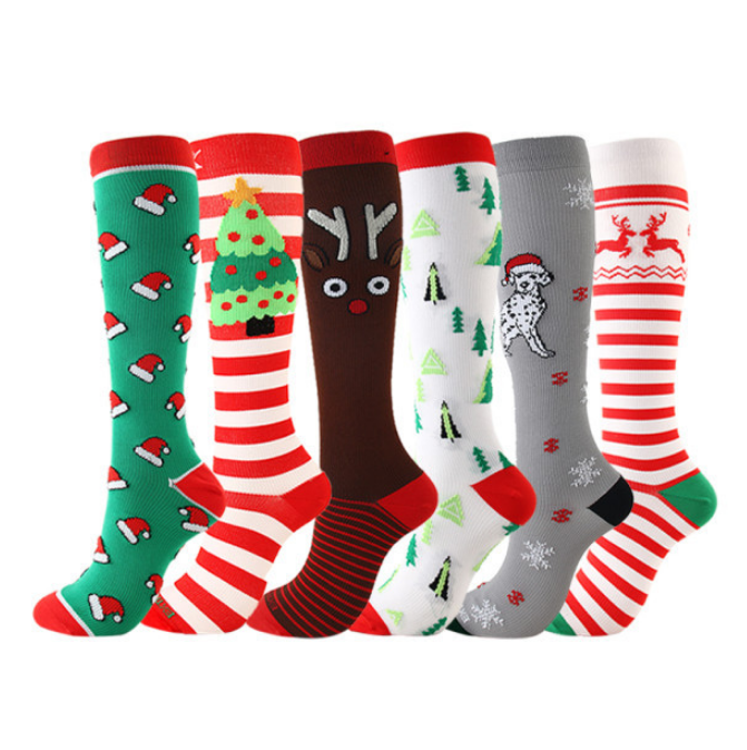 6 Pairs The Latest Christmas Compression Socks Support-For Men and Women-Workout And Recovery