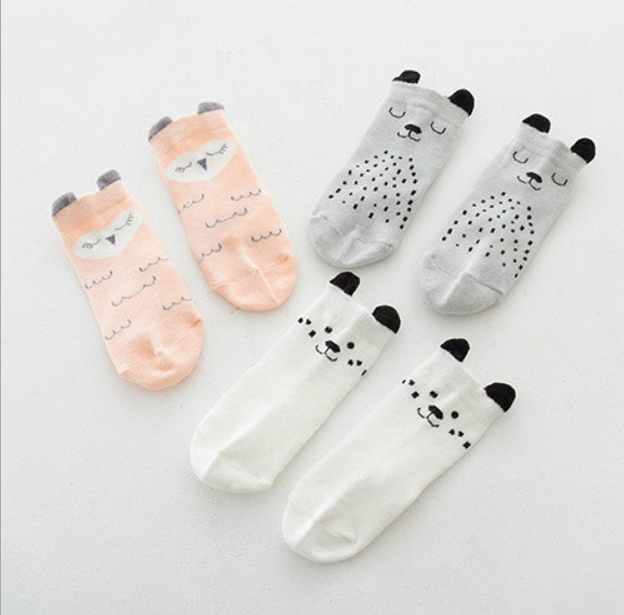 OWL AND DOG COZY BABY TODDLER KIDS SOCKS (0-4 YEARS OLD)