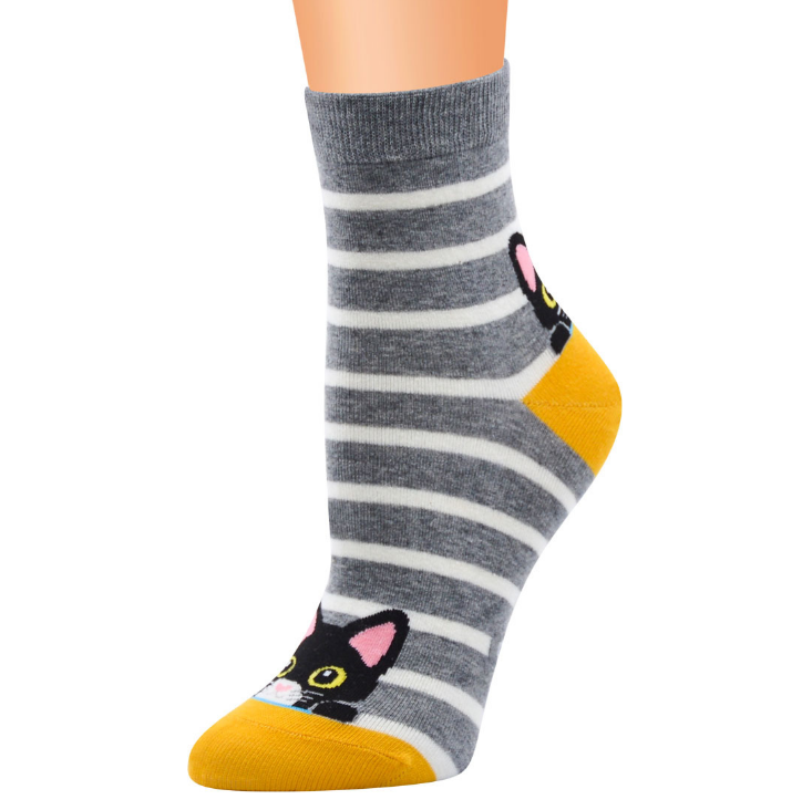 Cute cat women's socks color spring autumn-winter funny cartoon sock ladies and woman's striped cotton socks