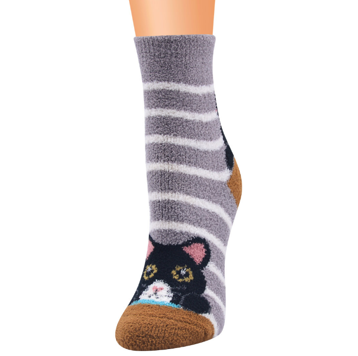 Cute Cat Socks Women Coral Fleece Anti-slip Floor Socks Carpet