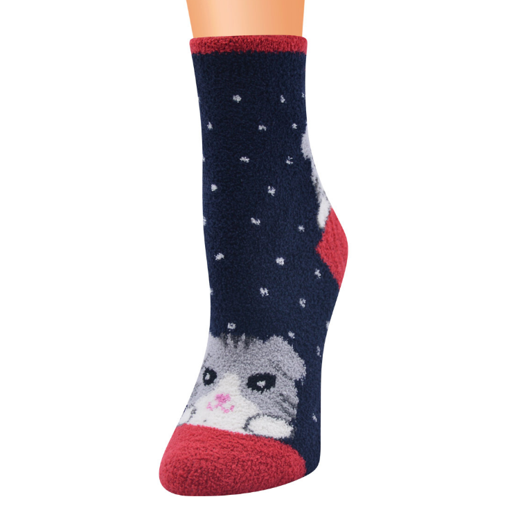 Cute Cat Socks Women Coral Fleece Anti-slip Floor Socks Carpet