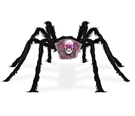 Halloween decorated giant spider 6.6 feet, realistic big hairy spider, terrible hairy spider props