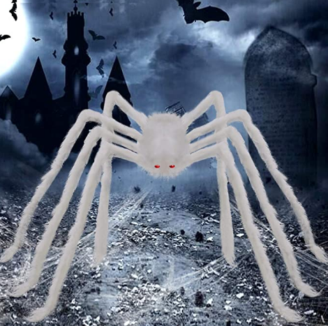 Halloween decorated giant spider 6.6 feet, realistic big hairy spider, terrible hairy spider props