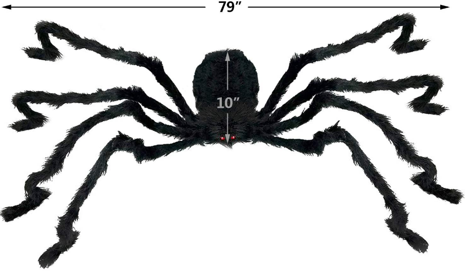 Halloween decorated giant spider 6.6 feet, realistic big hairy spider, terrible hairy spider props