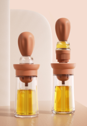 Oil Bottle And Brush 2 In 1, Silicone Dropper Measuring Oil Dispenser