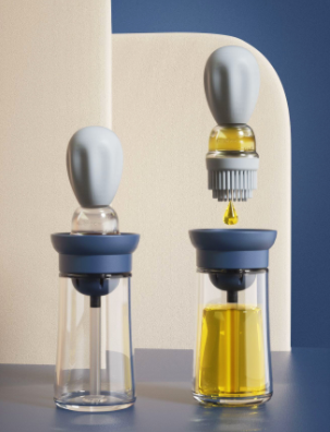 Oil Bottle And Brush 2 In 1, Silicone Dropper Measuring Oil Dispenser