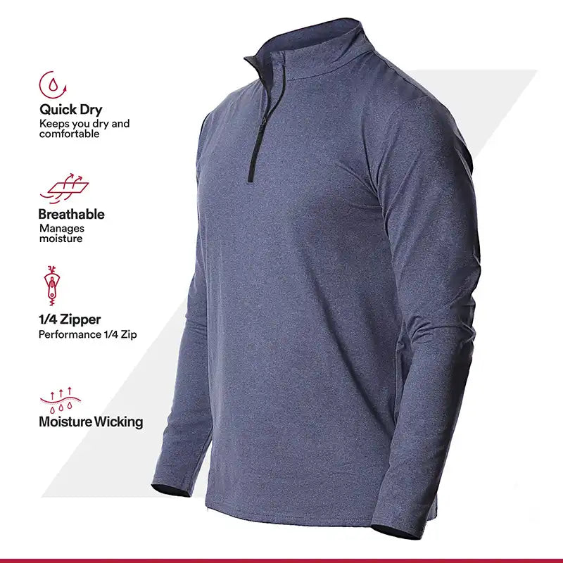 Quick-Dry Men's 1/4 Zip Shirt - Outdoor & Gym Ready