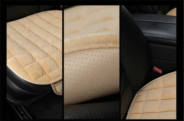 Quilted Plush Car Seat Cushion - Non-Slip Breathable Front Seat Cover Pad for Winter Warmth