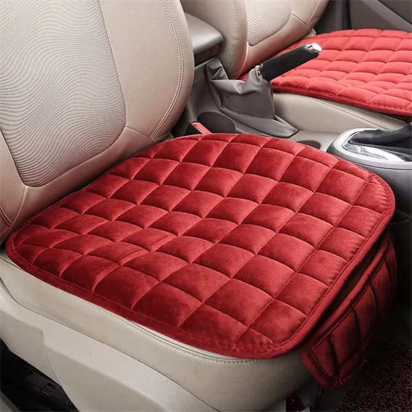 Quilted Plush Car Seat Cushion - Non-Slip Breathable Front Seat Cover Pad for Winter Warmth