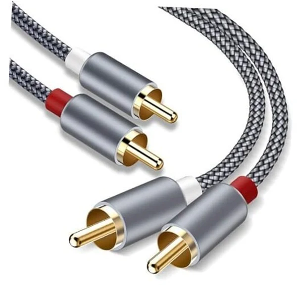 RCA Stereo Audio Cable – Male-to-Male Subwoofer Cord, Grey
