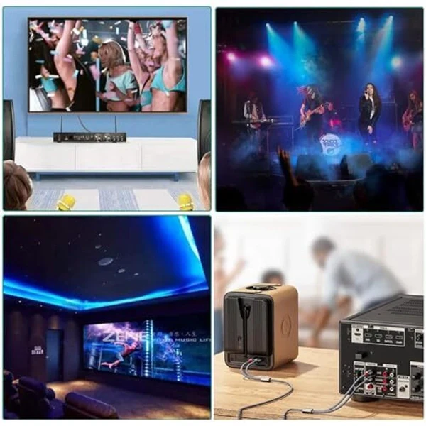 RCA Stereo Audio Cable – Male-to-Male Subwoofer Cord, Grey