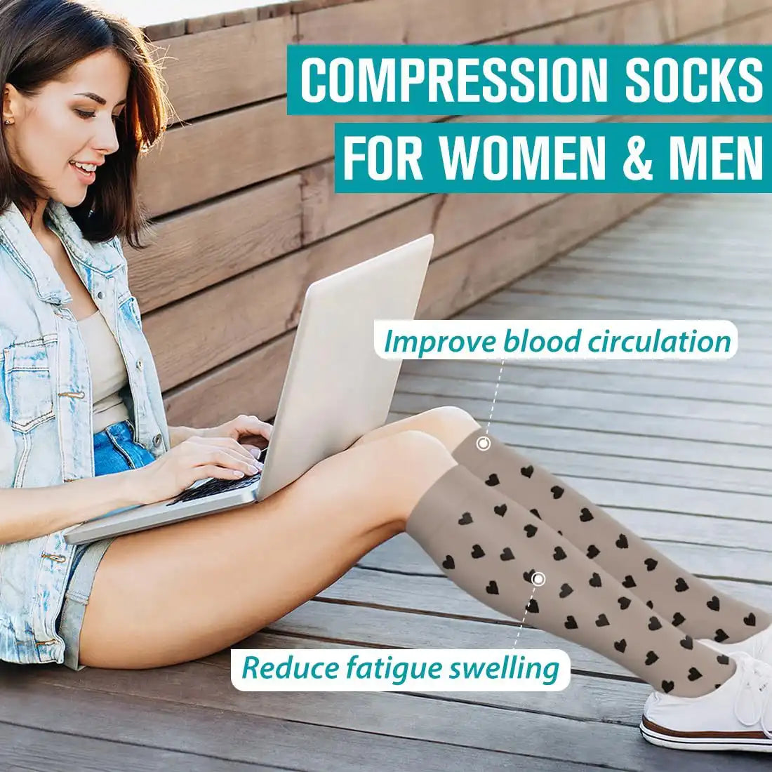 ROYALUCK 6-Pair Polka Dot Solid Compression Socks (15-20mmHg) - Firm Support Designed for Nurses, Runners, and Athletes