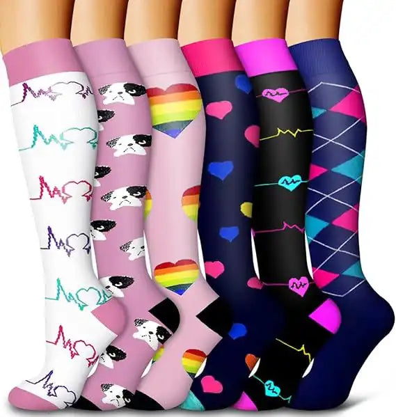 ROYALUCK 6 Pairs Compression Socks(15-20mmHg) for Women & Men - Support for Sports, Running & Nurses