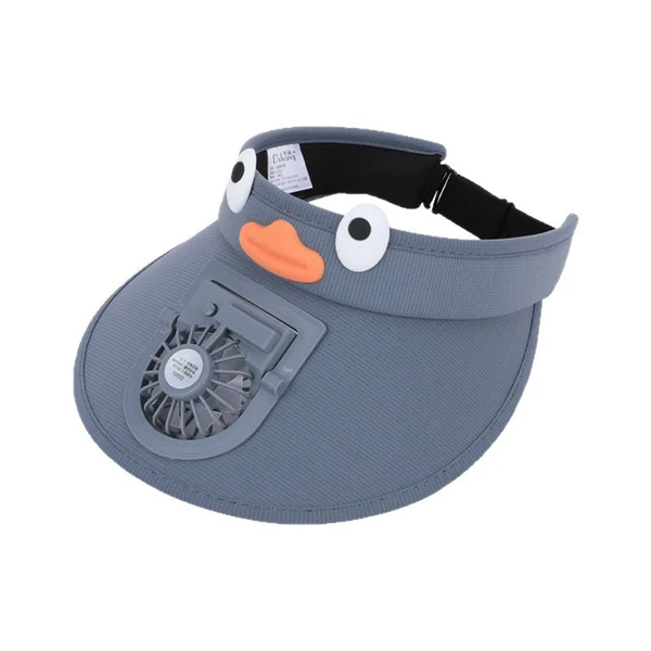 Rechargeable Fan Sun Hat for Kids – Open-Top Summer Visor with UV Protection for Boys & Girls