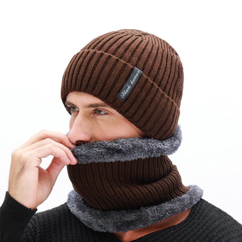 Men's Winter Beanies Scarf Knitted Hat