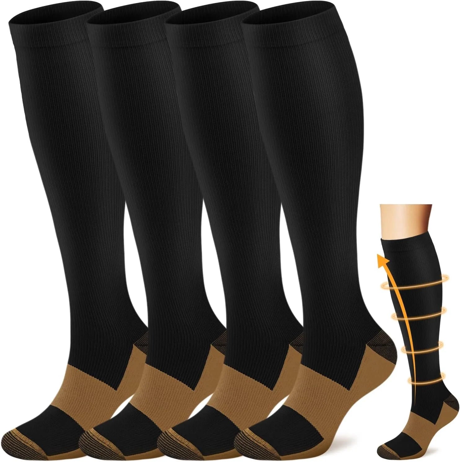 ROYALUCK 4 Pairs Cycling and Running Compression Socks for Men and Women