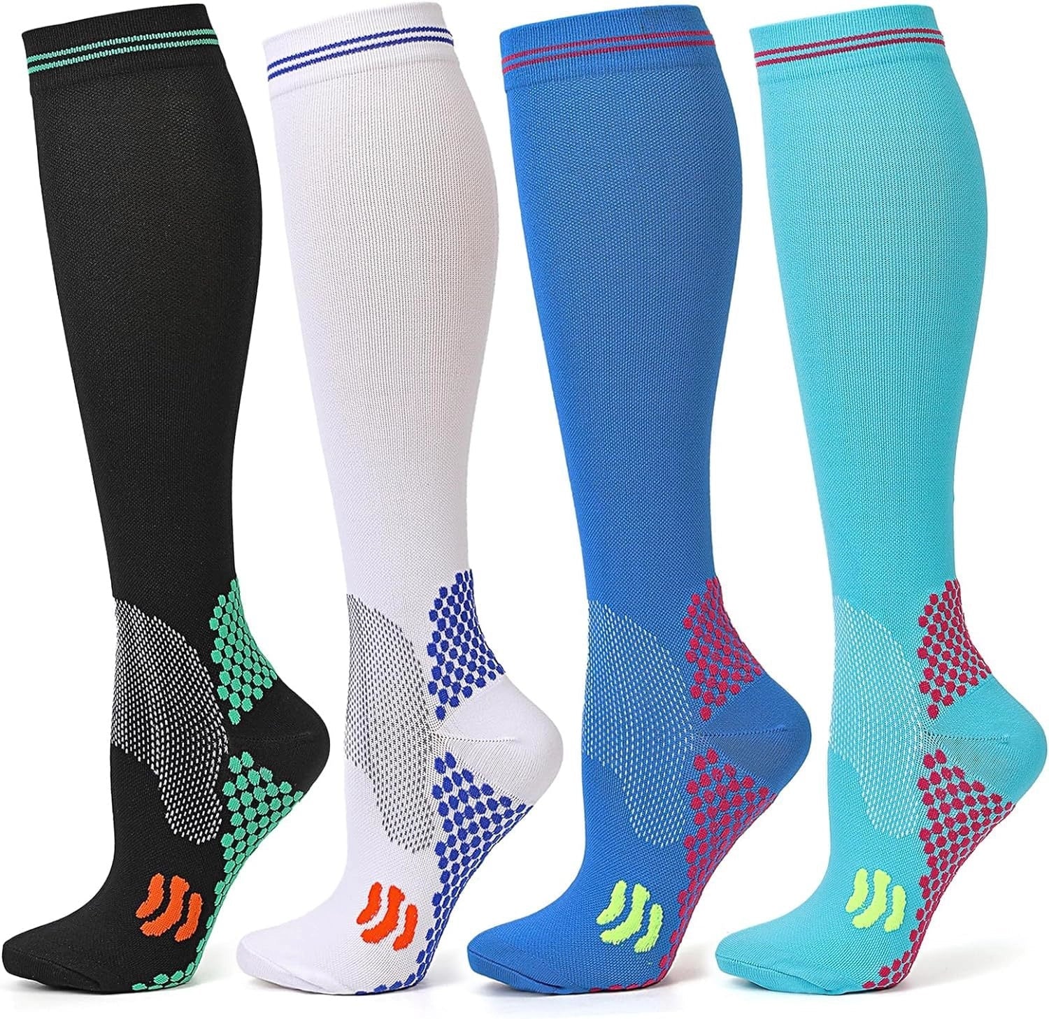 ROYALUCK 4 Pairs Cycling and Running Compression Socks for Men and Women