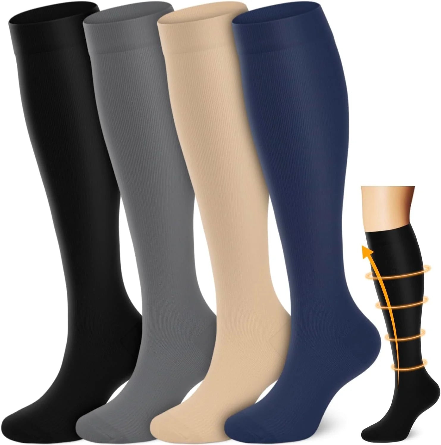ROYALUCK 4 Pairs Cycling and Running Compression Socks for Men and Women