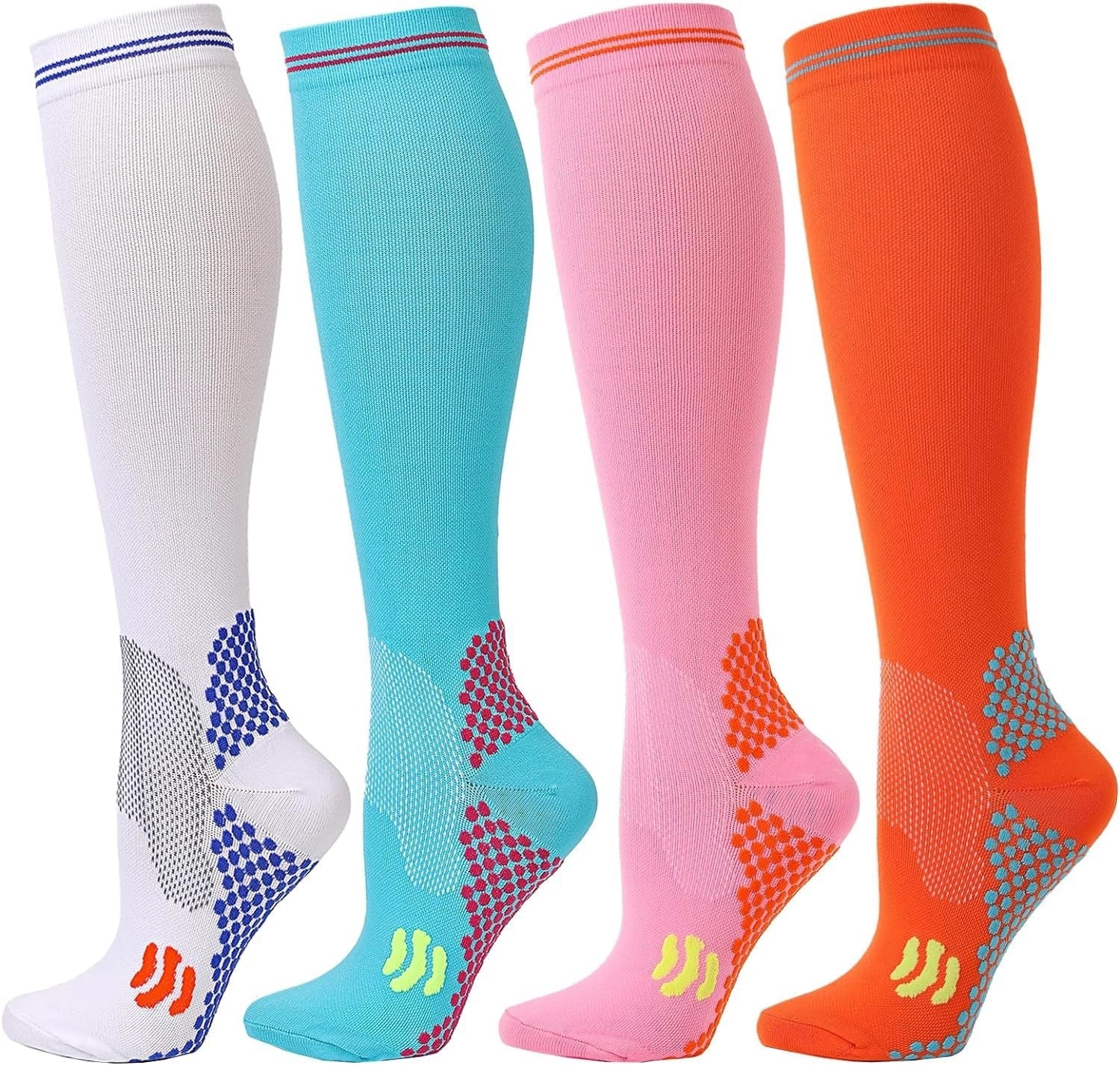 ROYALUCK 4 Pairs Cycling and Running Compression Socks for Men and Women
