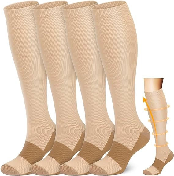 ROYALUCK 4 Pairs Cycling and Running Compression Socks for Men and Women