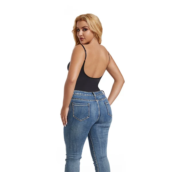 Seamless Backless Shaping Bodysuit – Tummy Control Waist Slimming One-Piece with Built-in Cami