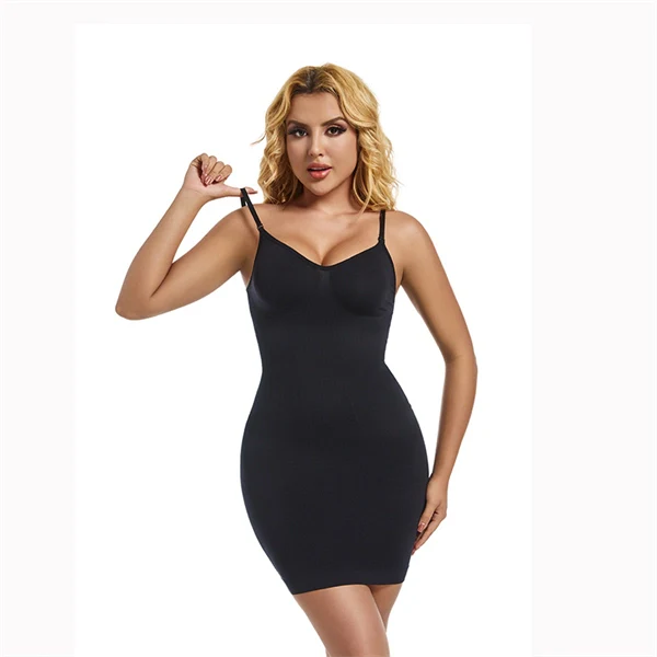 Seamless Body Shaping Dress – Slimming Tummy Control Mini Dress with Built-in Cami
