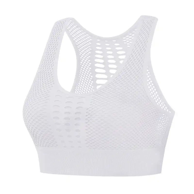 Seamless Push-Up Sports Bra - Mesh Panels, Sweat-Wicking & Shockproof Support for Yoga, Gym