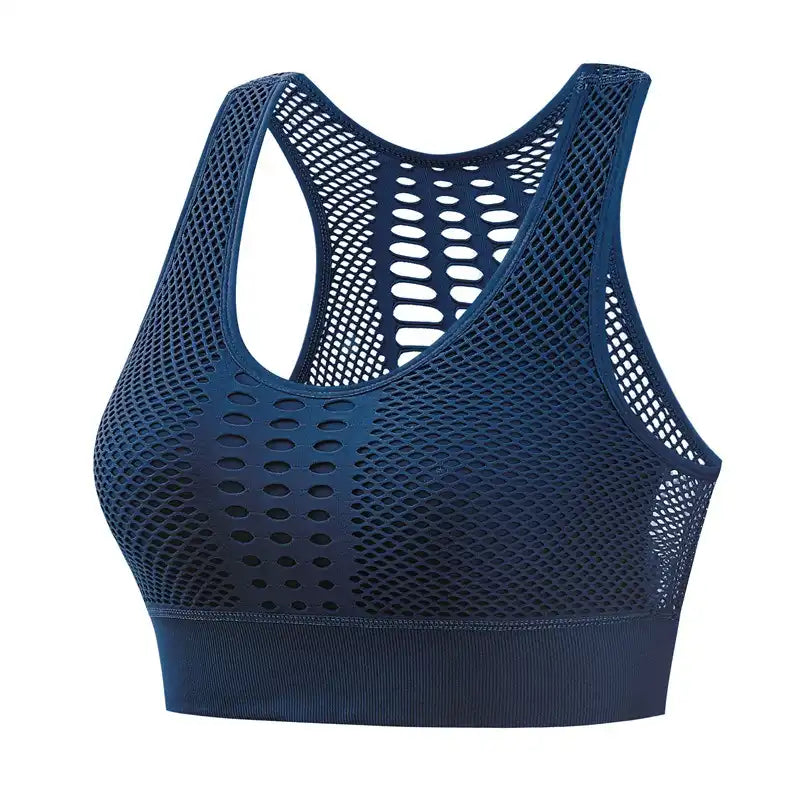 Seamless Push-Up Sports Bra - Mesh Panels, Sweat-Wicking & Shockproof Support for Yoga, Gym
