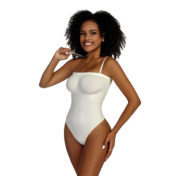 Seamless Sculpting Bodysuit for Women – Tummy Control Thong Shapewear with Square Neck Tank Top Design