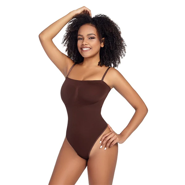 Seamless Sculpting Bodysuit for Women – Tummy Control Thong Shapewear with Square Neck Tank Top Design