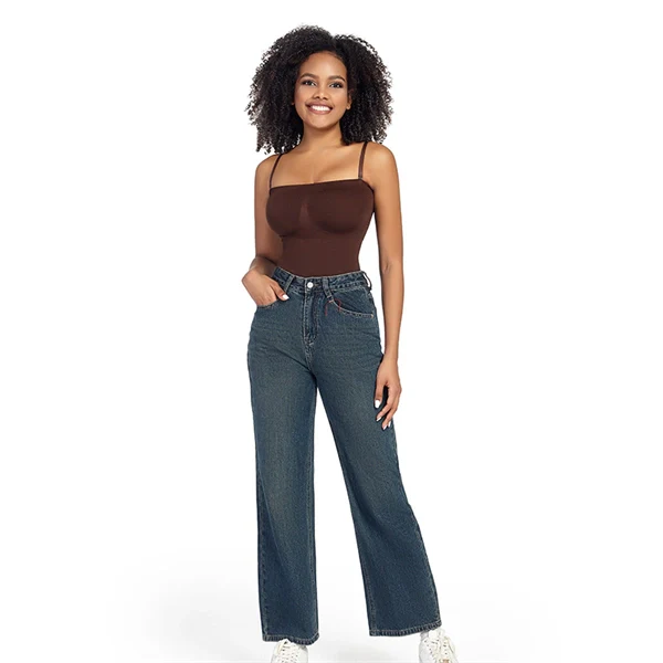 Seamless Sculpting Bodysuit for Women – Tummy Control Thong Shapewear with Square Neck Tank Top Design