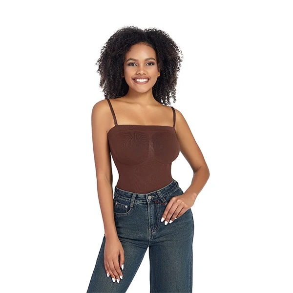 Seamless Sculpting Bodysuit for Women – Tummy Control Thong Shapewear with Square Neck Tank Top Design