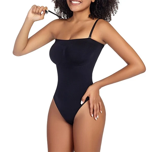 Seamless Sculpting Bodysuit for Women – Tummy Control Thong Shapewear with Square Neck Tank Top Design