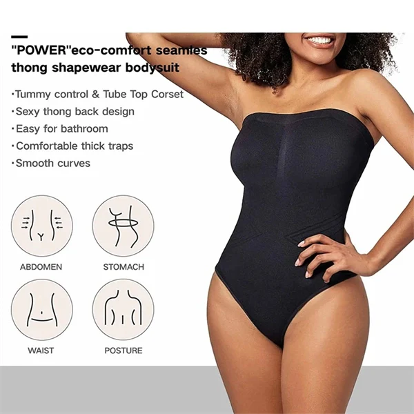 Seamless Sculpting Bodysuit for Women – Tummy Control Thong Shapewear with Square Neck Tank Top Design