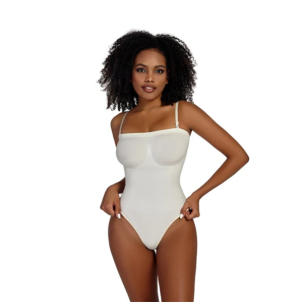 Seamless Sculpting Bodysuit for Women – Tummy Control Thong Shapewear with Square Neck Tank Top Design
