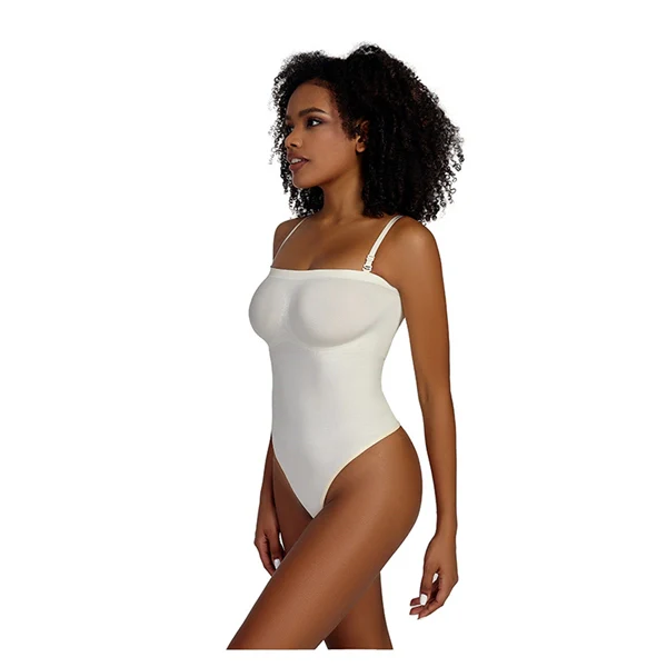 Seamless Sculpting Bodysuit for Women – Tummy Control Thong Shapewear with Square Neck Tank Top Design