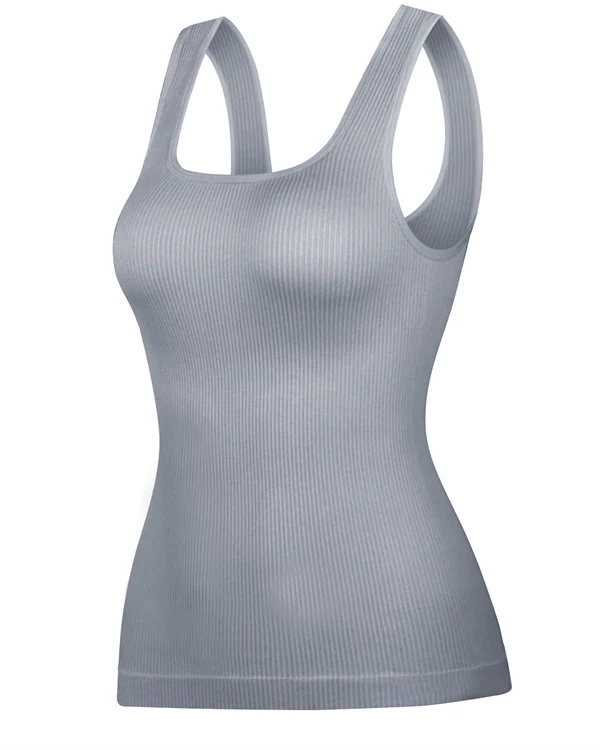 Seamless Square Neck Shaping Tank Top – Waist Slimming Ribbed Longline Vest