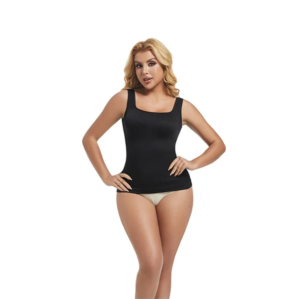 Seamless Square Neck Shaping Tank Top – Waist Slimming Ribbed Longline Vest