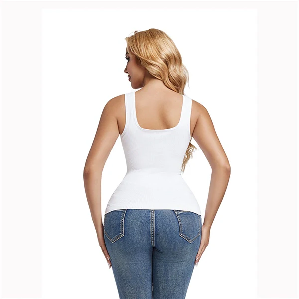 Seamless Square Neck Shaping Tank Top – Waist Slimming Ribbed Longline Vest