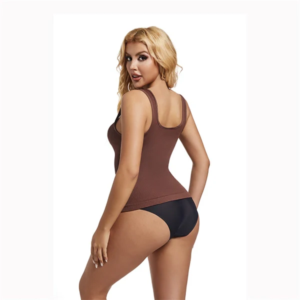 Seamless Square Neck Shaping Tank Top – Waist Slimming Ribbed Longline Vest