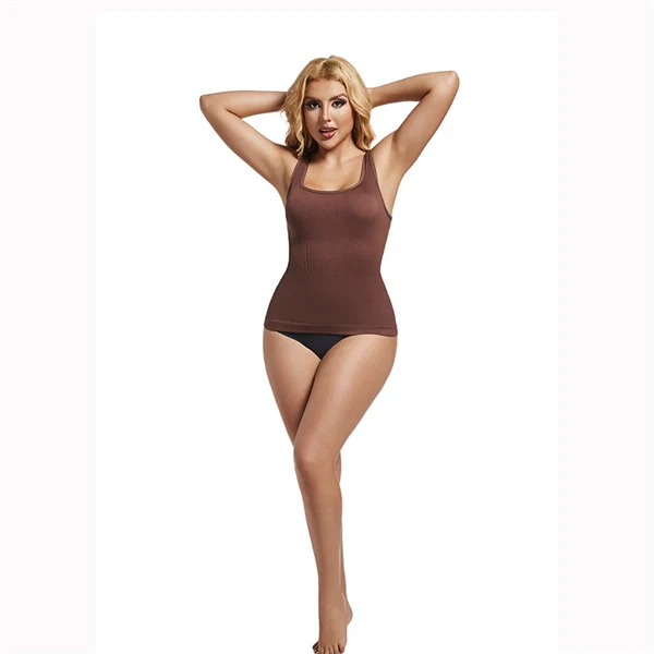Seamless Square Neck Shaping Tank Top – Waist Slimming Ribbed Longline Vest