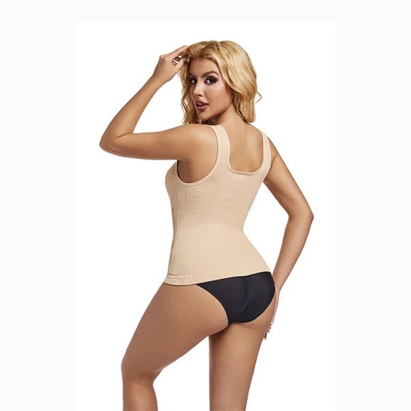 Seamless Square Neck Shaping Tank Top – Waist Slimming Ribbed Longline Vest