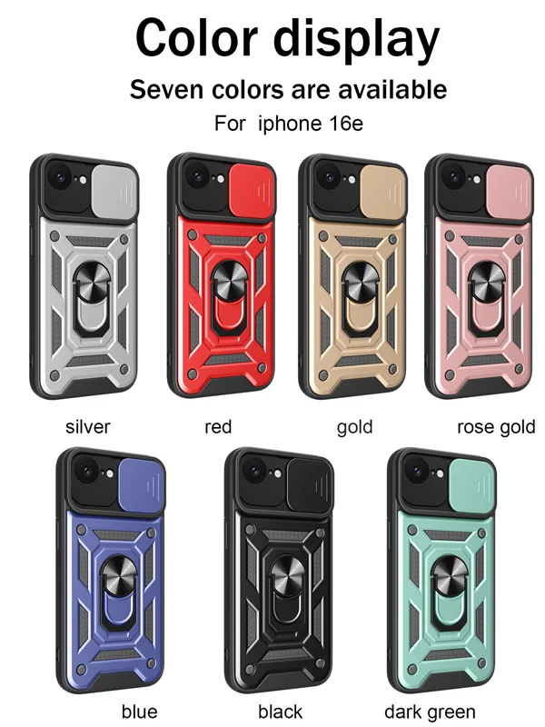 Shockproof Sliding Window Ring Stand Phone Case for iPhone 17 Pro Max