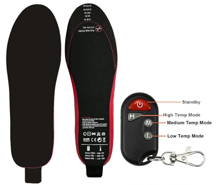 Unisex USB Heated Shoe Insoles with Remote Control Feet Warm Sock Pad Mat Electric Heater Pads Foot Warmers