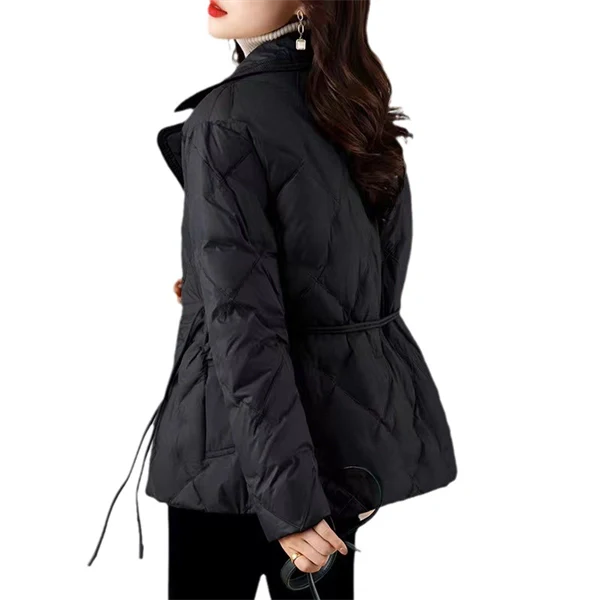 Short Down Jacket - Lightweight Winter Coat with Oriental-Inspired Design for Women
