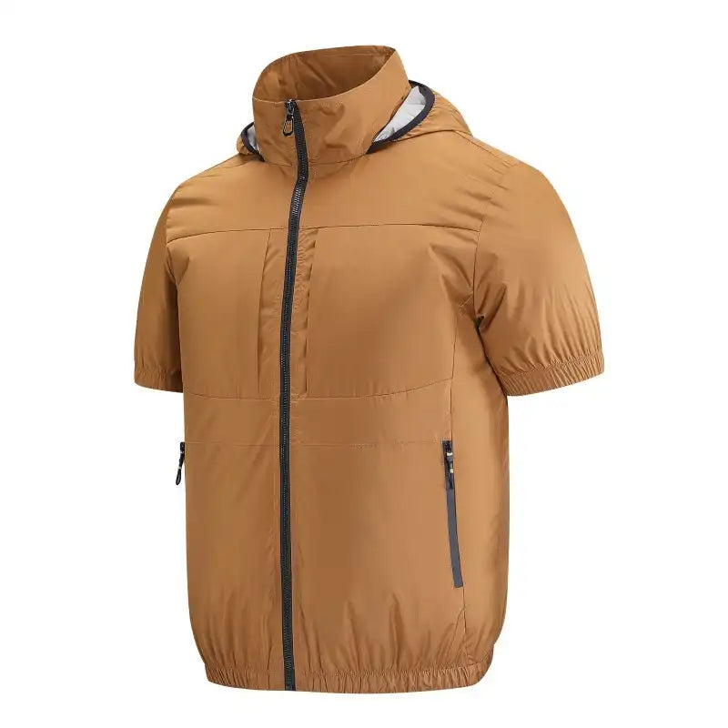 Smart Cooling Short Sleeve Shirt with Built-in Fan - Portable AC Wear for Outdoor Camping